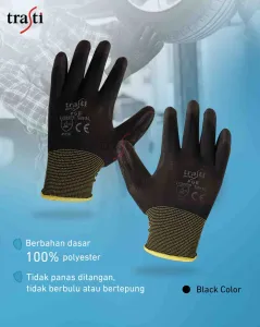 Glove Industri Glove Polyester Palm Fit Hitam palmfit black