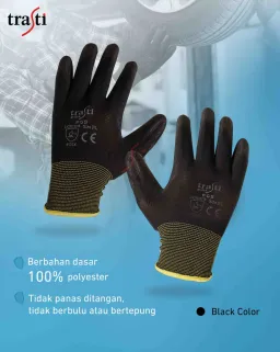 Glove Industri Glove Polyester Palm Fit Hitam